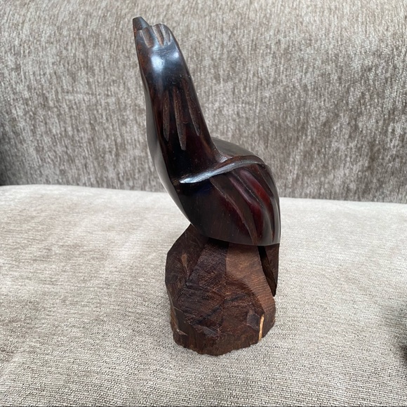 Hand Carved Wooden Ironwood HAWK FALCON Bird of Prey - Picture 4 of 8